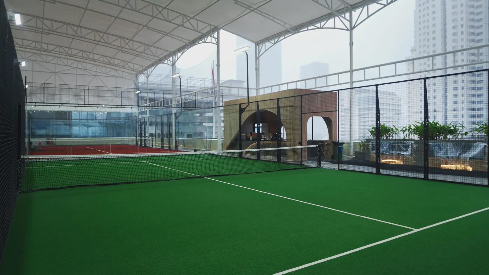 Rooftop padel courts at Mangkuluhur Padel Club